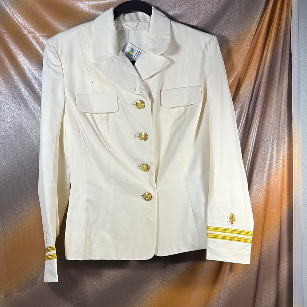 Elegant naval dress medical Cream Blazer with Gold‎ Accents A2 38” chest 70’s